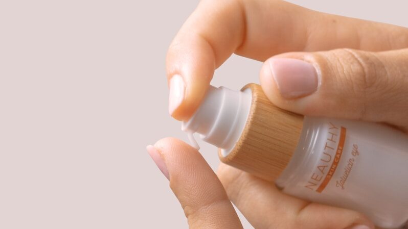 white and brown plastic bottle